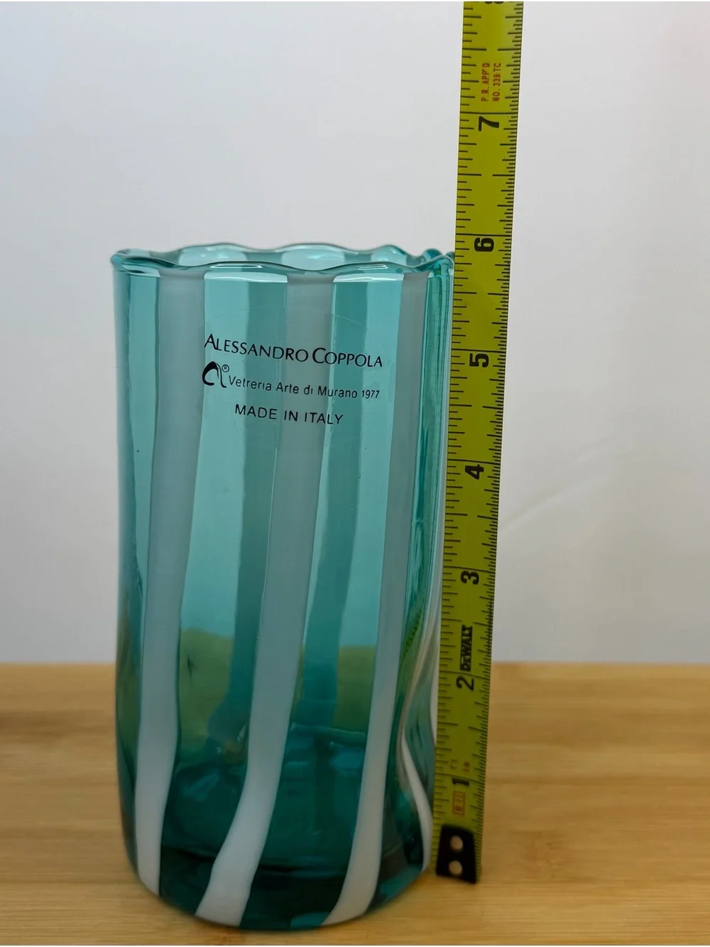 Alessandro Coppola Arte di Murano Italy Aqua/ Teal Glass Tumblers Set of 2 NWT